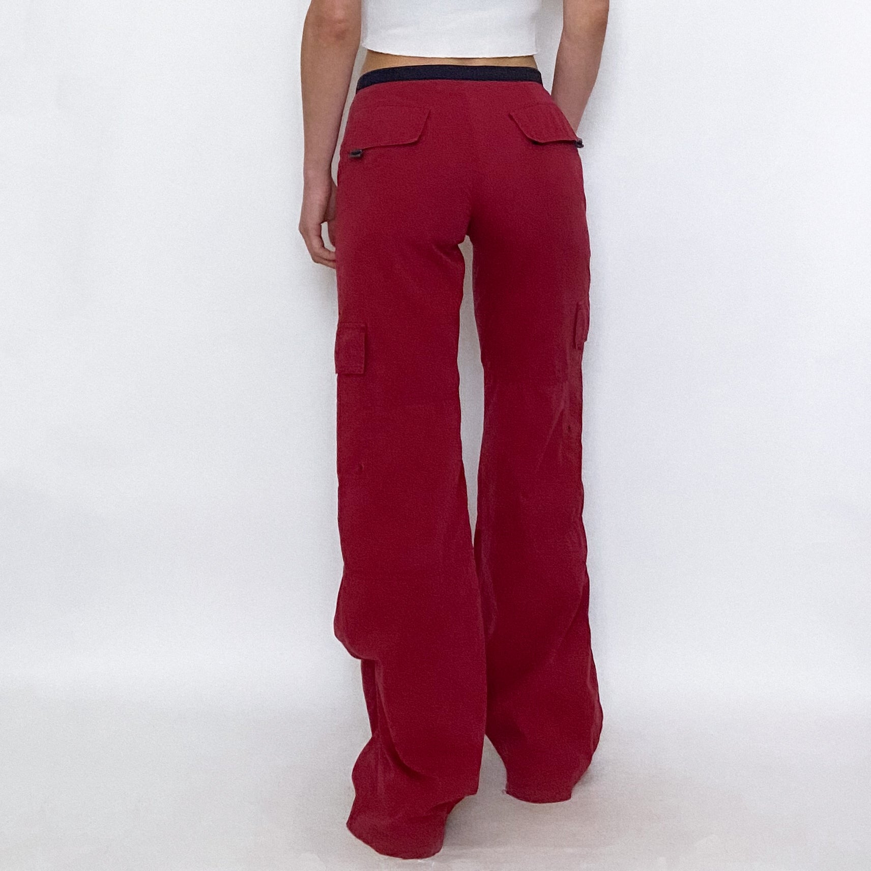 Vintage Red Nylon Cargo Pants
