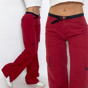 Vintage Red Nylon Cargo Pants