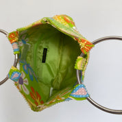 lime floral beaded handbag