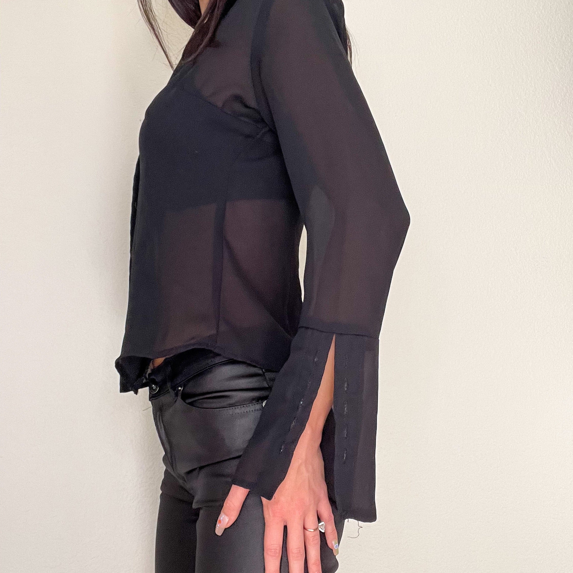 Black Vintage Butterfly Sleeve Blouse