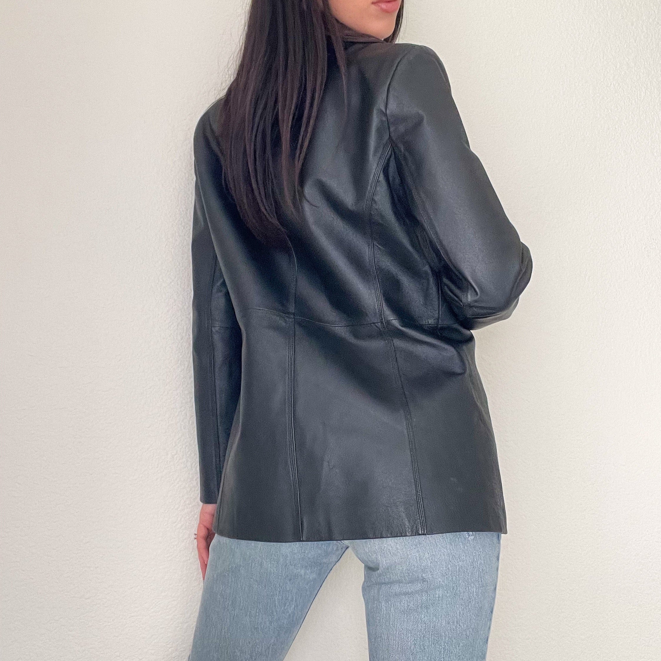 Black 90s Vintage Leather Jacket