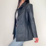 Black 90s Vintage Leather Jacket