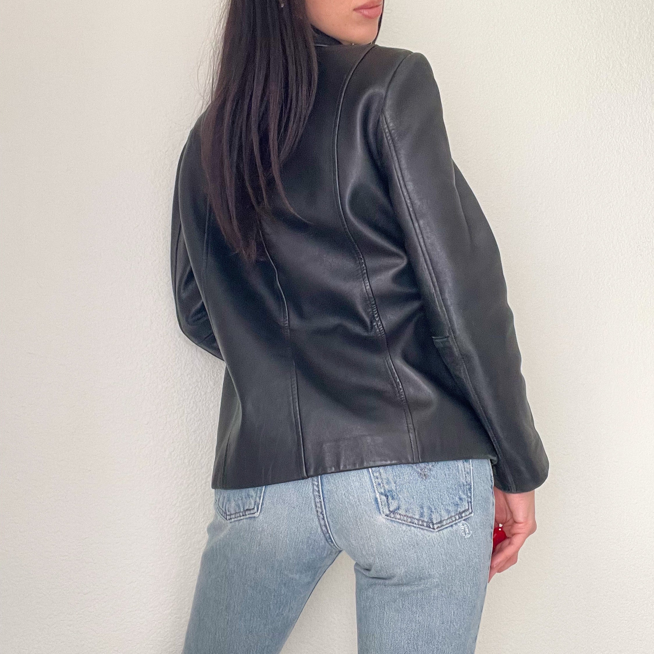 Black Vintage 90s Leather Jacket
