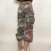 y2k embroidered camo crop cargo - size 1/2