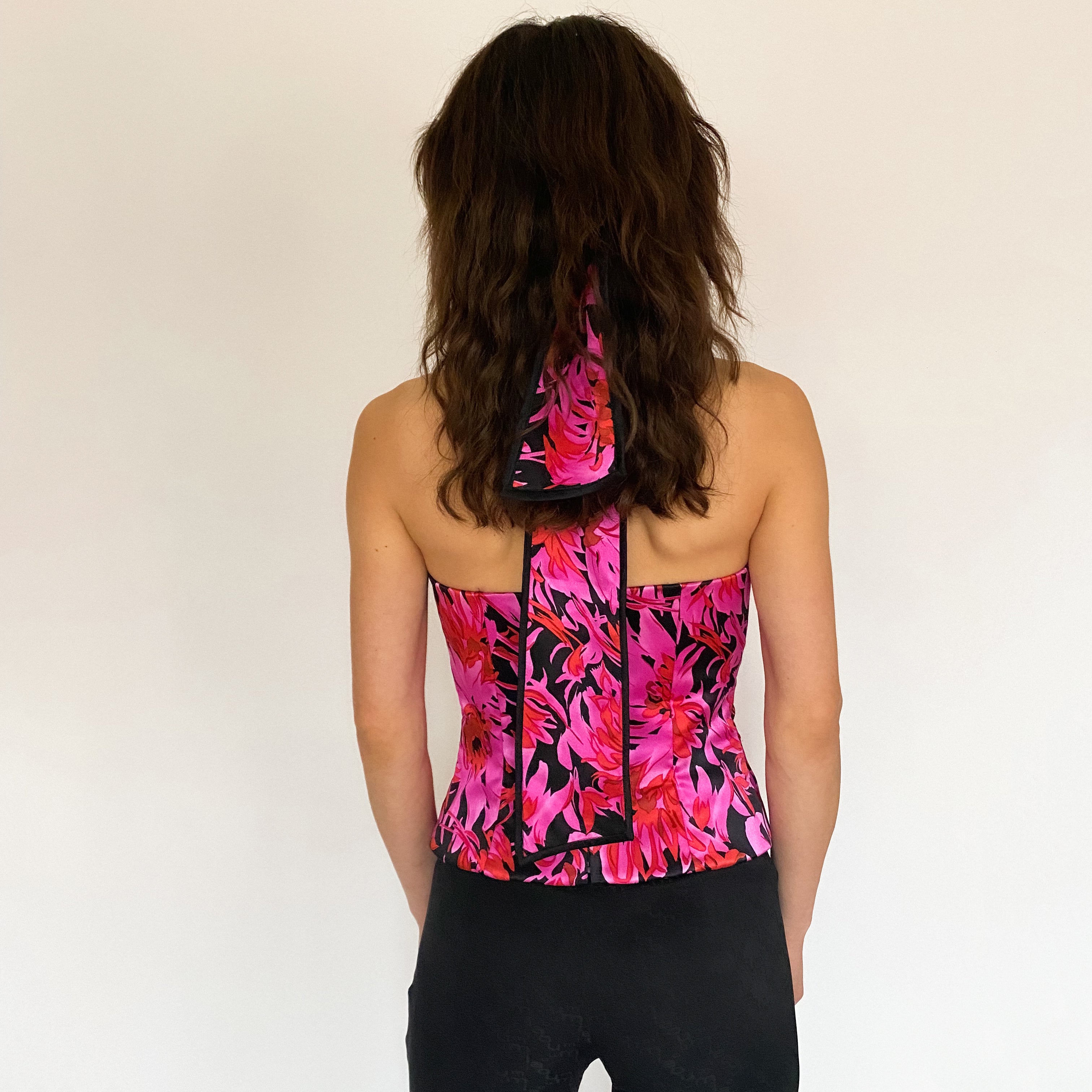 floral silk bustier and scarf set - size 4