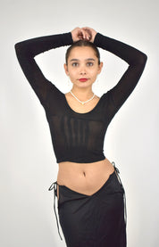 Sheer Glitter Long Sleeve Top