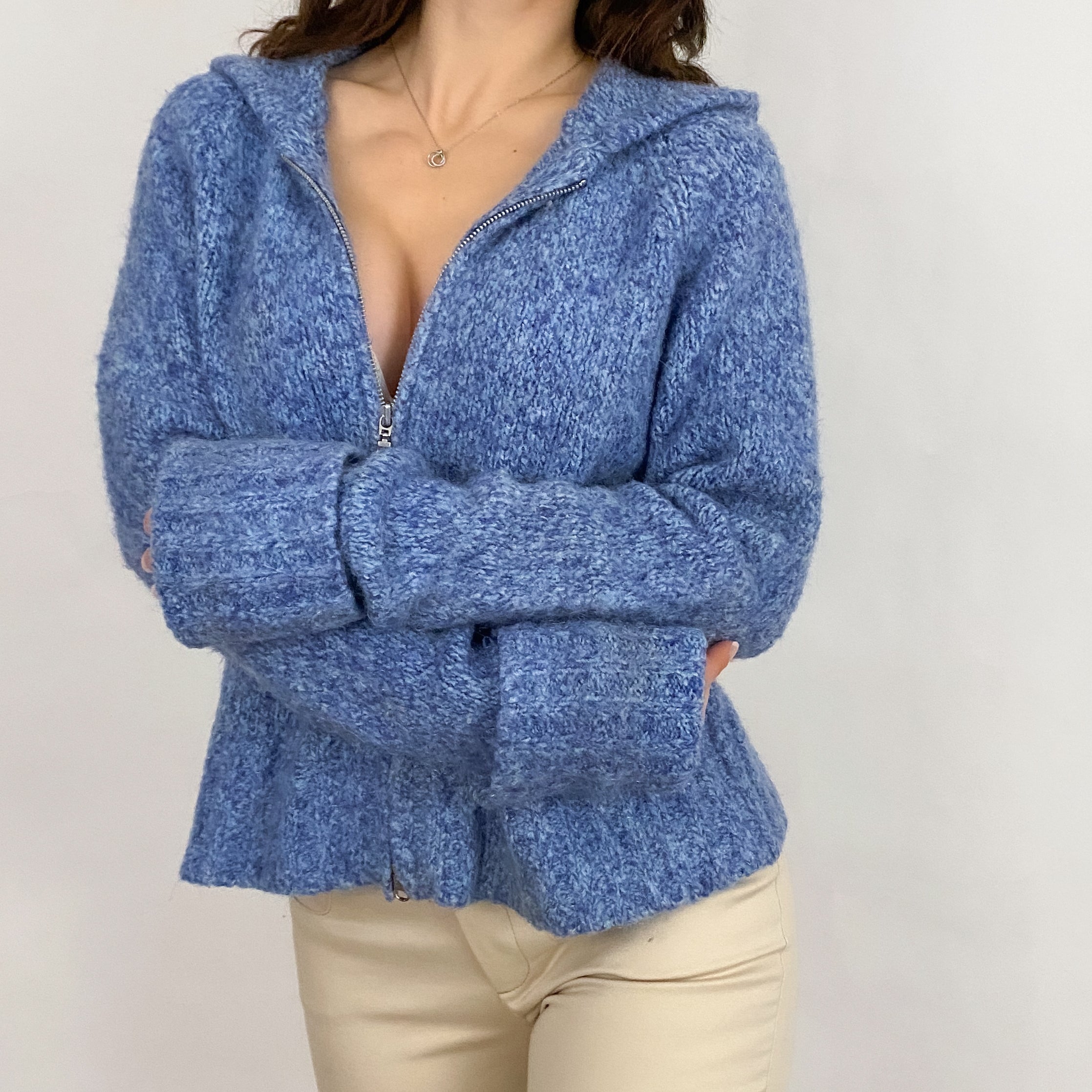 90's Hooded Double Zip Sweater