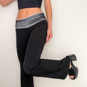 Silver Lace Y2K Flare Pants