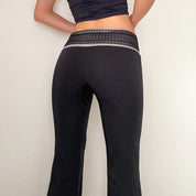 Silver Lace Y2K Flare Pants