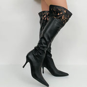 Black Leather Over the Knee Boots