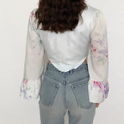 vintage tie front crop top - large