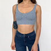 vintage plaid crop top - medium