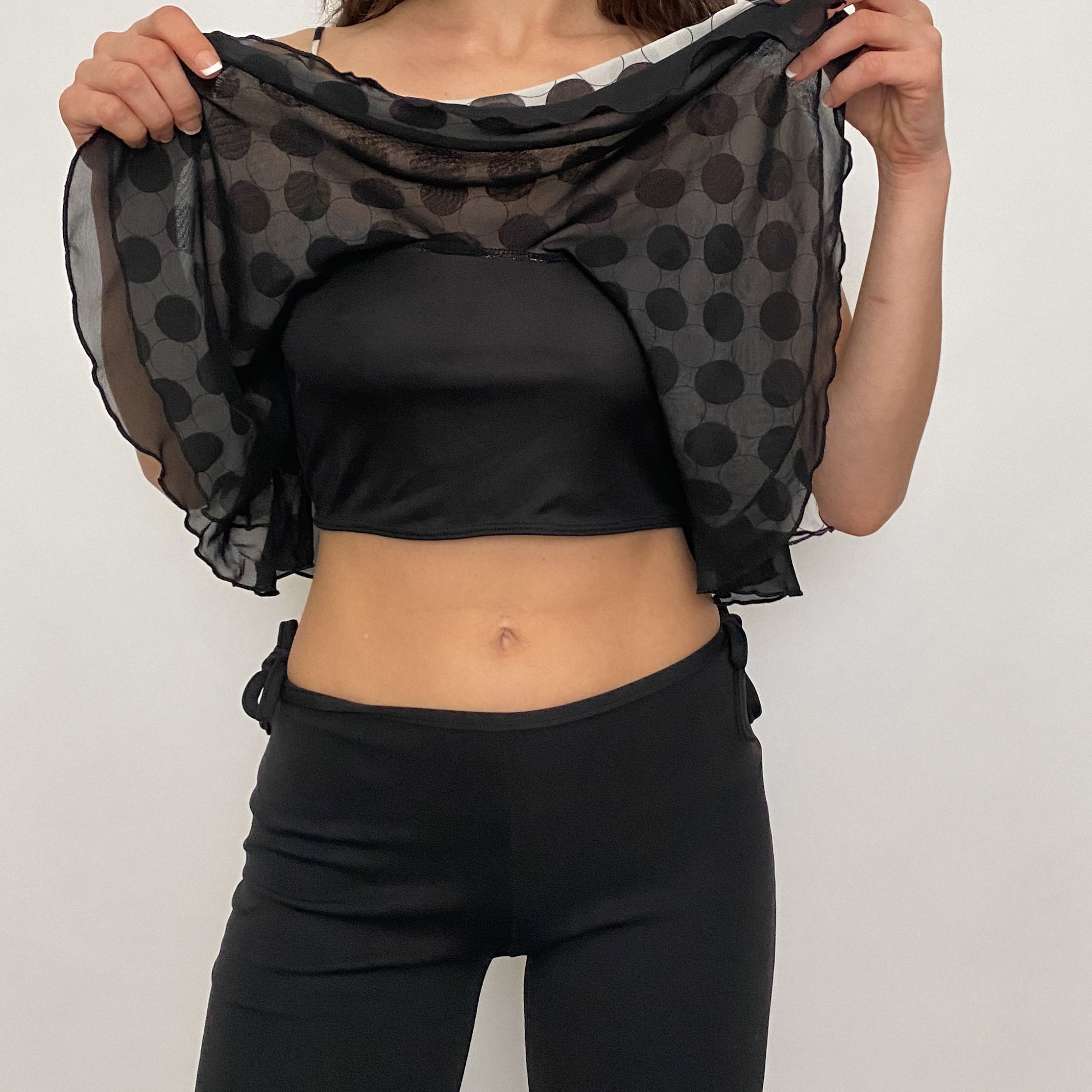polka dot chiffon crop - size s