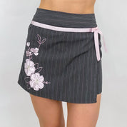 Striped Floral Mini Skort - XS
