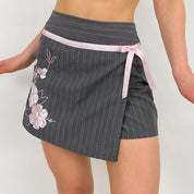 Striped Floral Mini Skort - XS