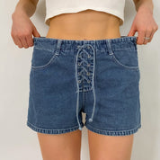 90's Lace Up Denim Shorts - Size 9