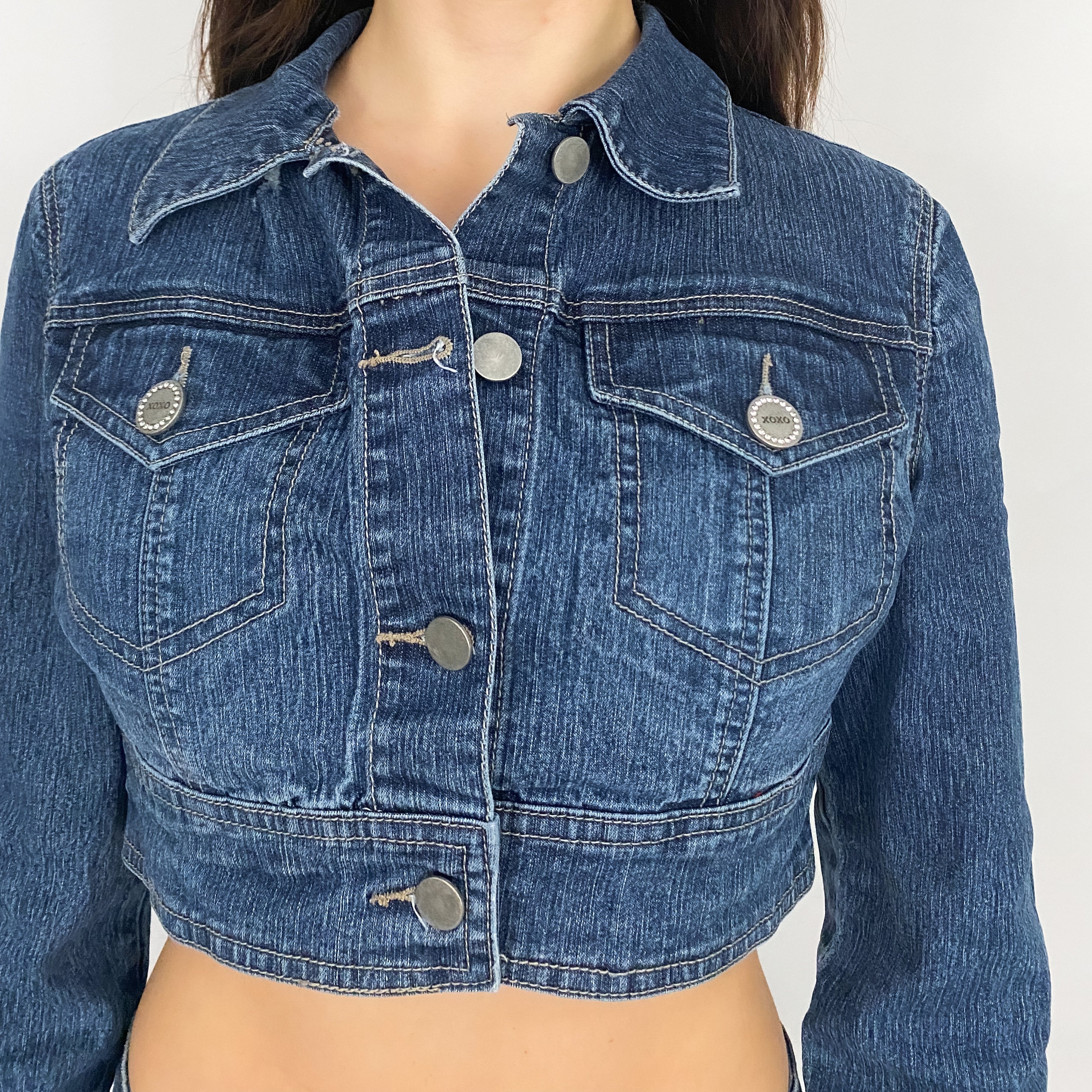 XOXO Denim Cropped Jacket