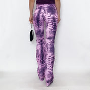 y2k purple zebra pants - small