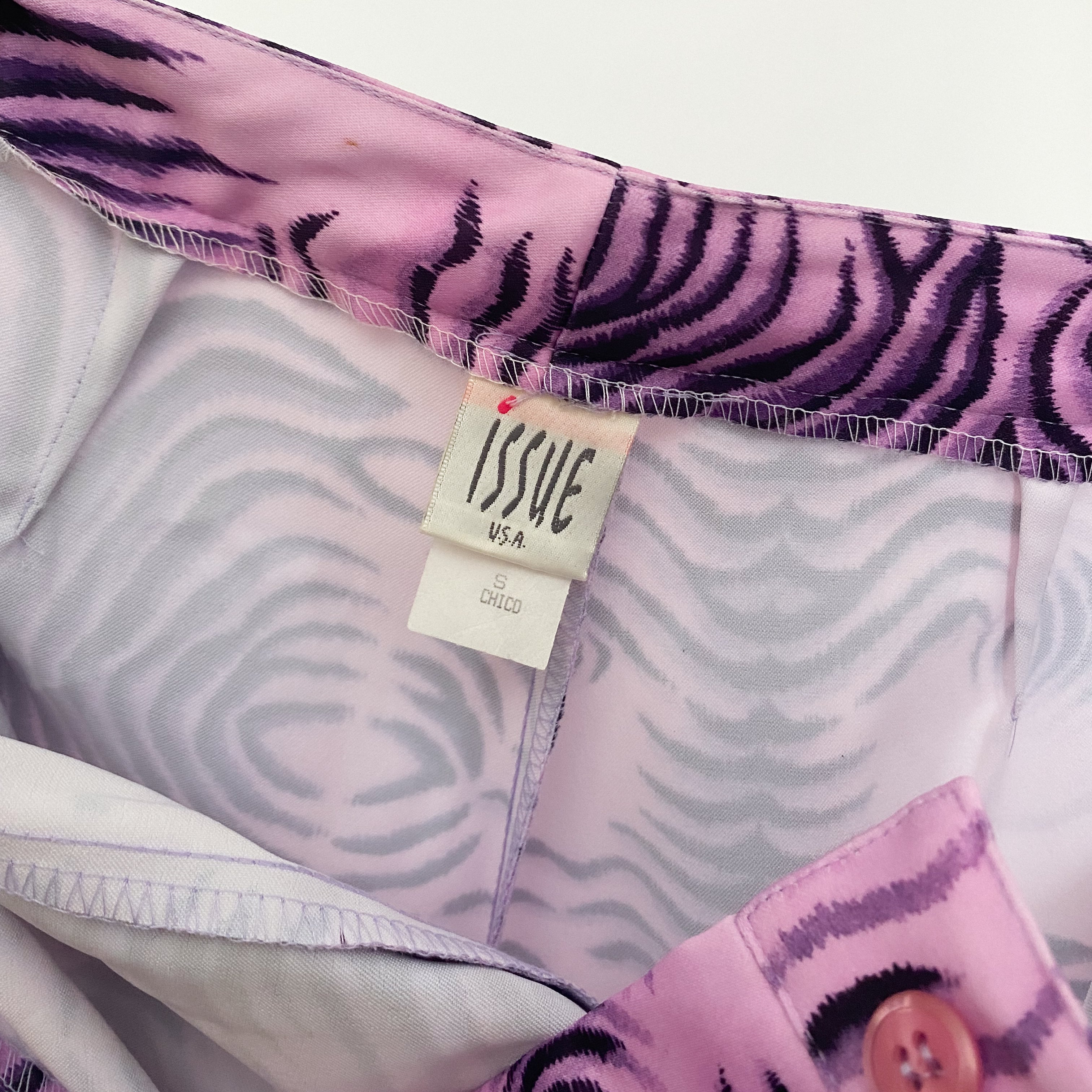 y2k purple zebra pants - small