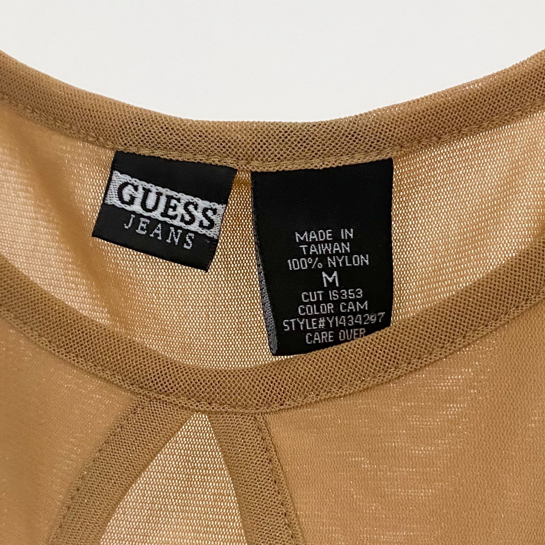Y2K Guess Nude Mesh Top