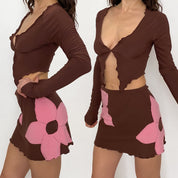 flower stitched stretch set - extra small