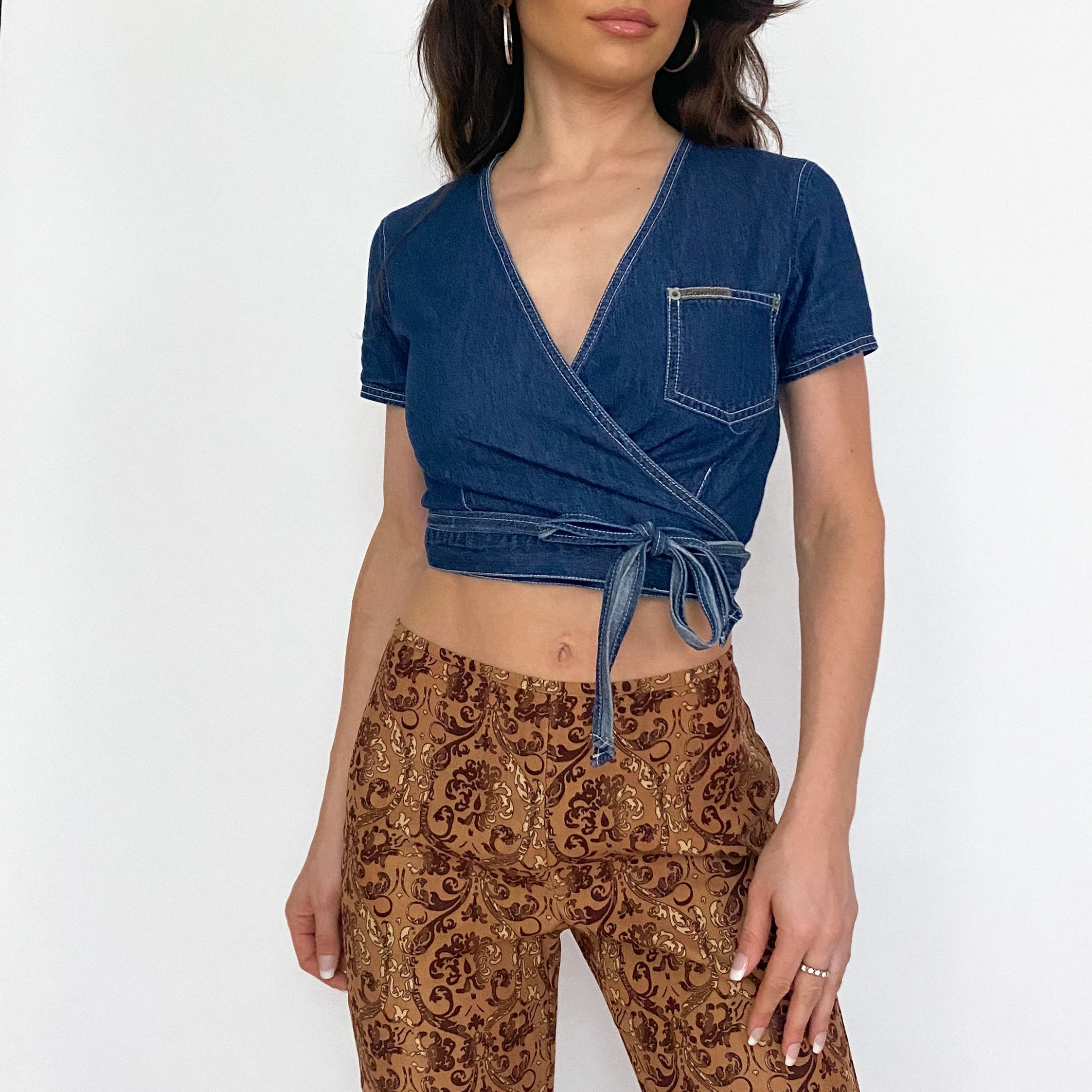 Vintage Calvin Klein Denim Wrap Crop Top