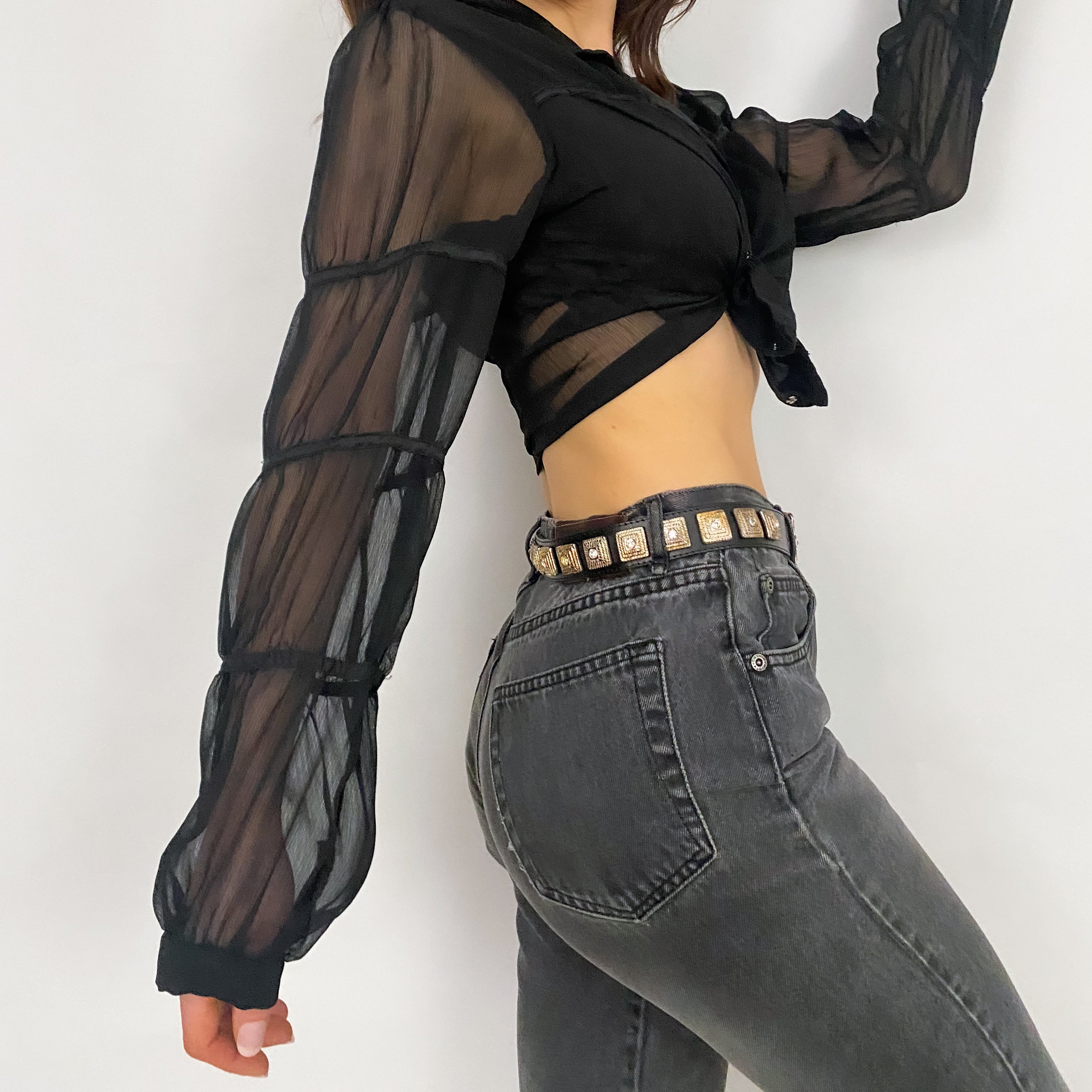 Guess Black Chiffon Blouse