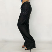 rhinestone o-ring sporty pants - medium