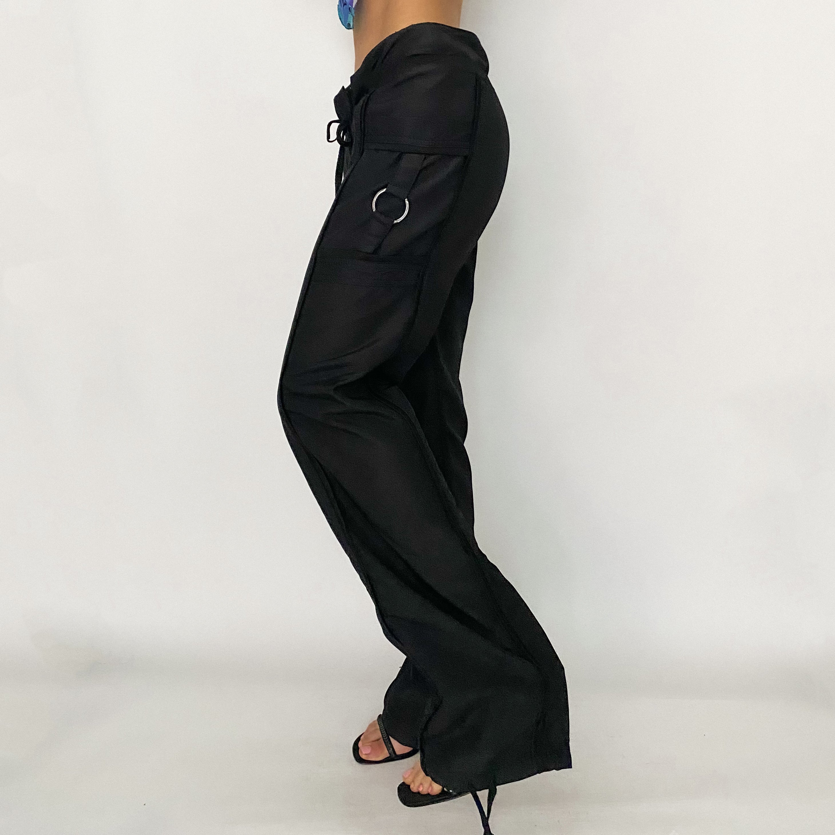 rhinestone o-ring sporty pants - medium