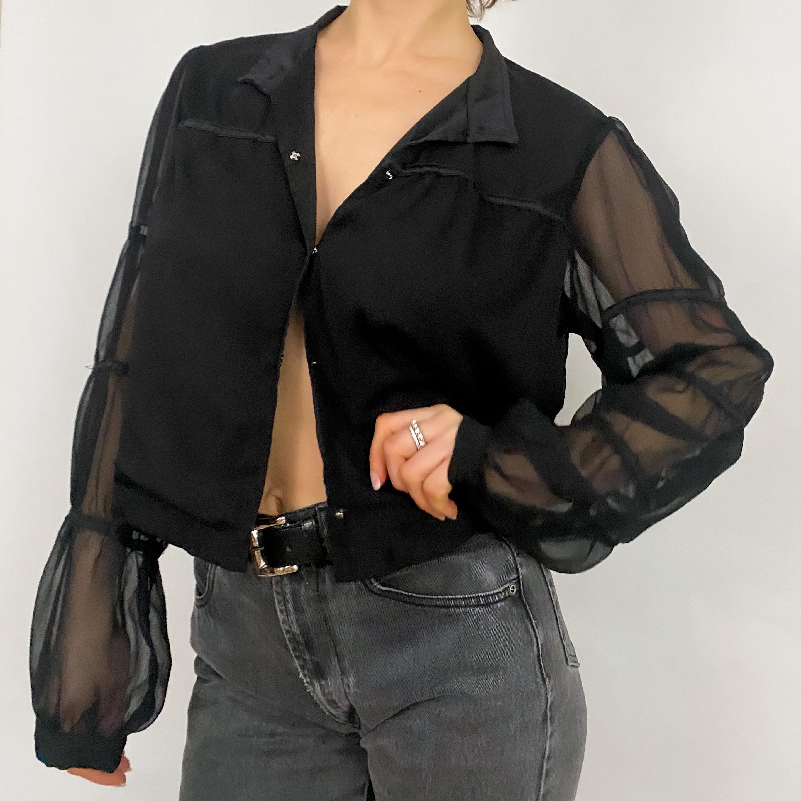 Guess Black Chiffon Blouse