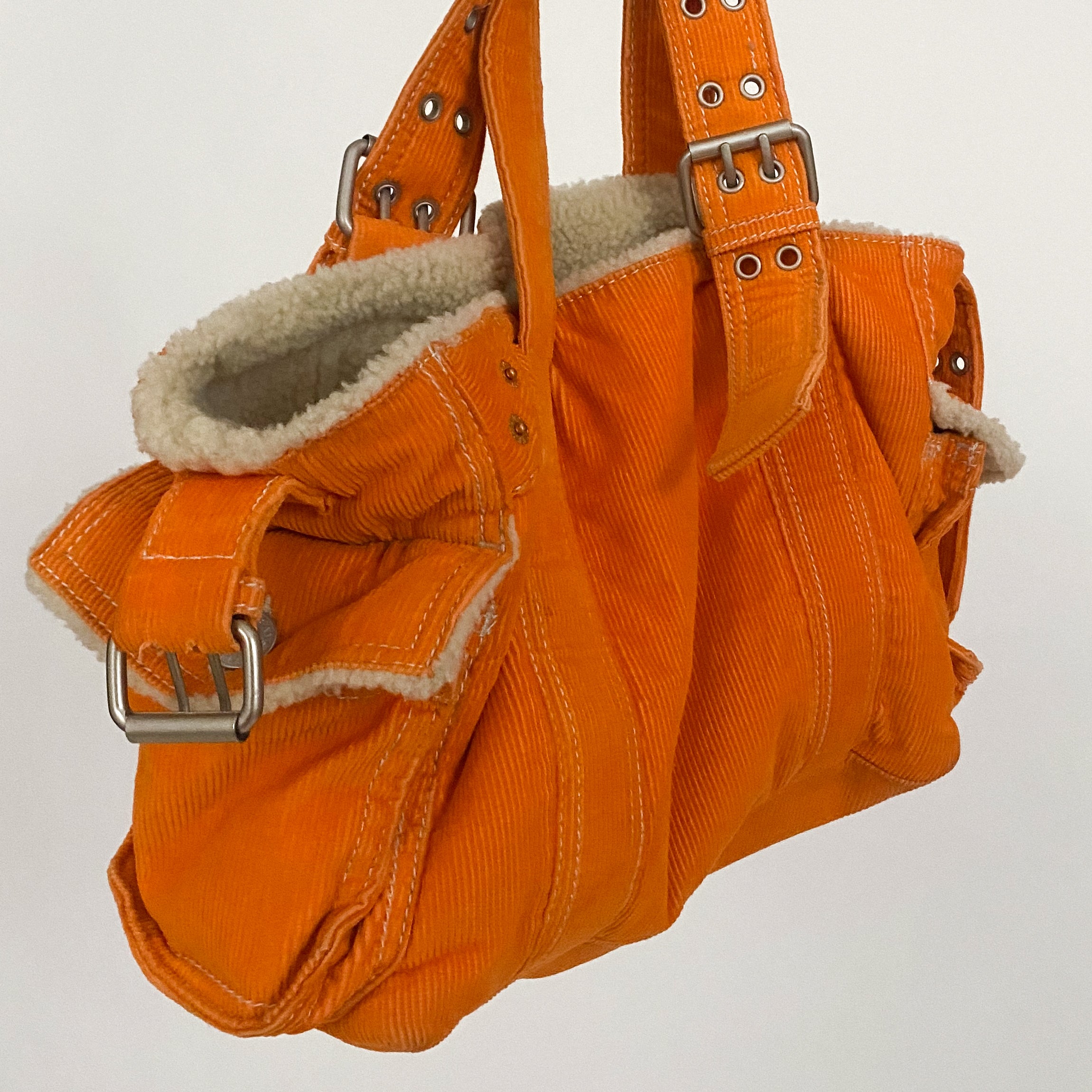 Gap Orange Corduroy and Fleece Shoulder Bag