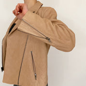 quilted leather moto jacket - size m