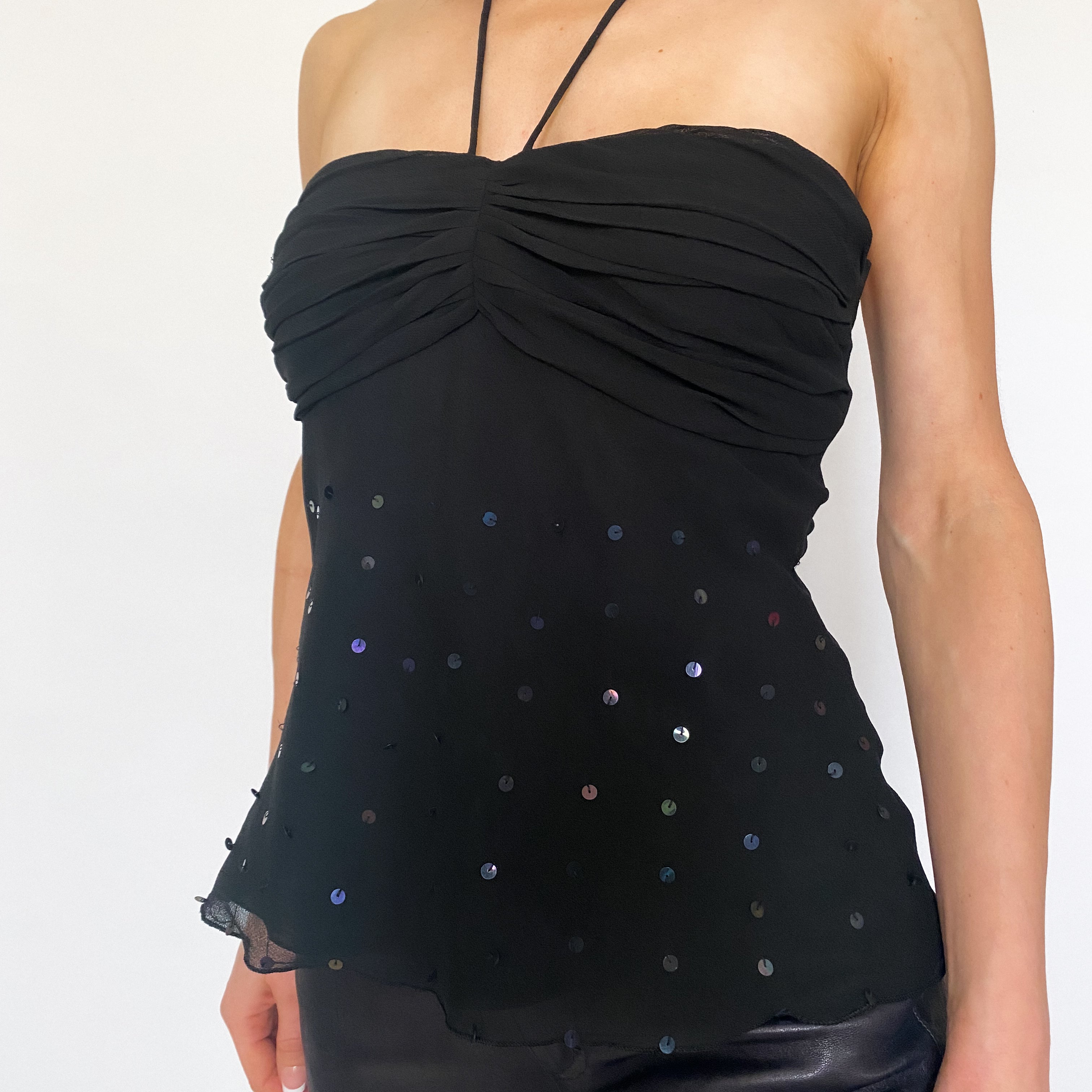y2k chiffon sequin halter - medium