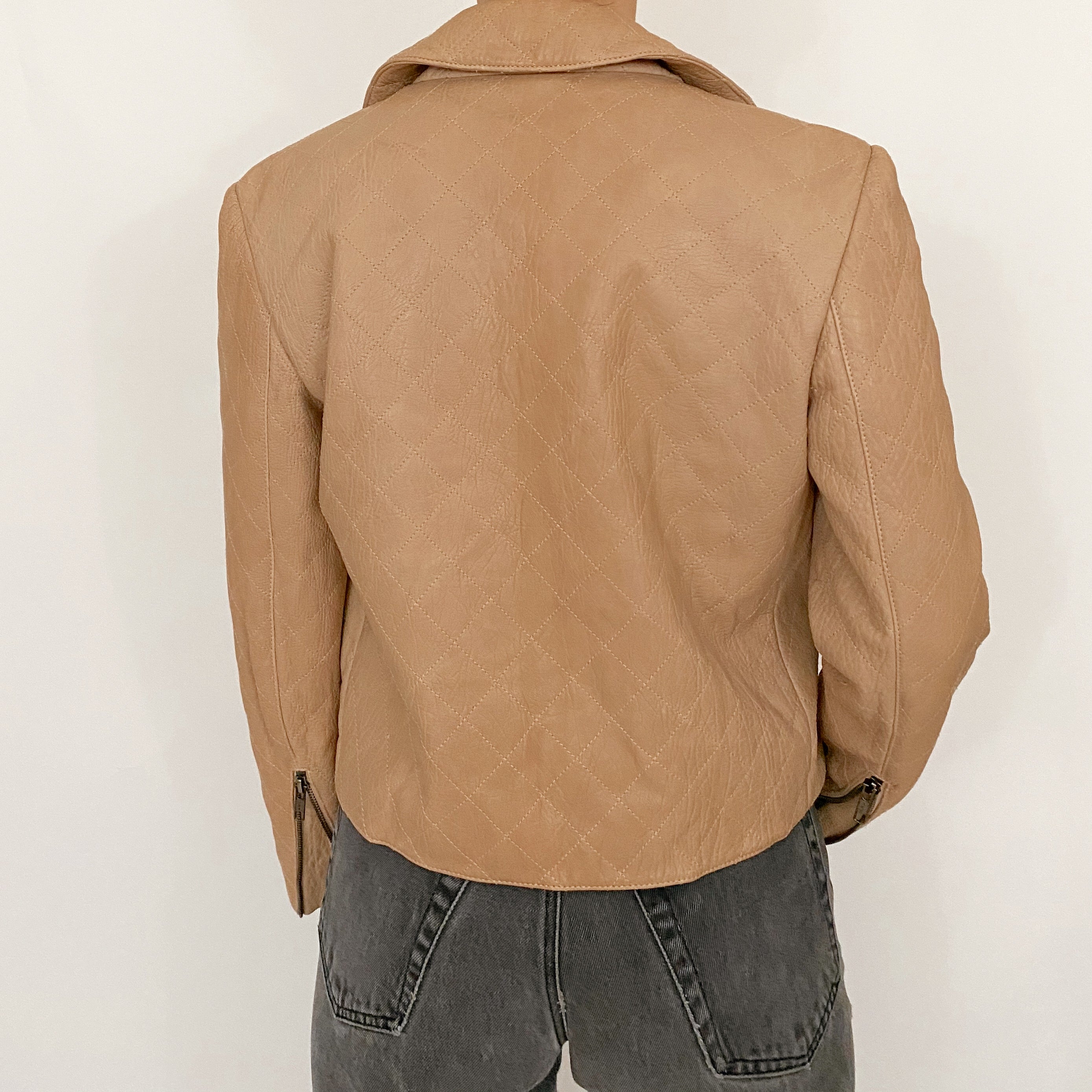 quilted leather moto jacket - size m