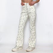 white floral high rise pants - size 10/ m