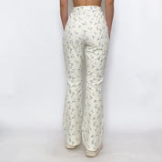 white floral high rise pants - size 10/ m