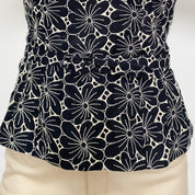 Vintage Nanette Leopard Bustier Top in Blue Embroidered Floral