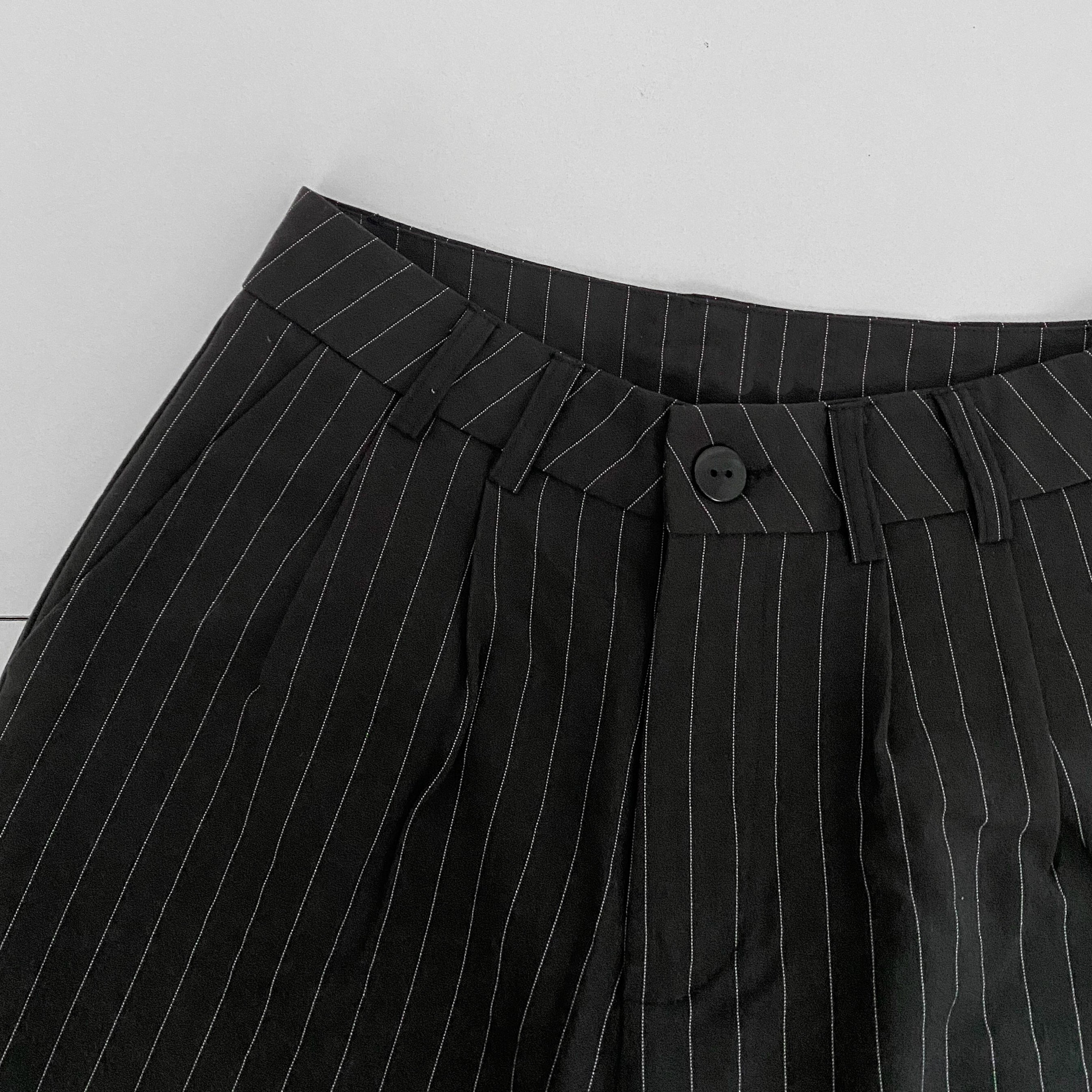 High Rise Pinstripe Trousers