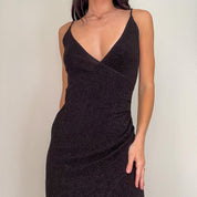 Black Y2K Sparkle Midi Dress