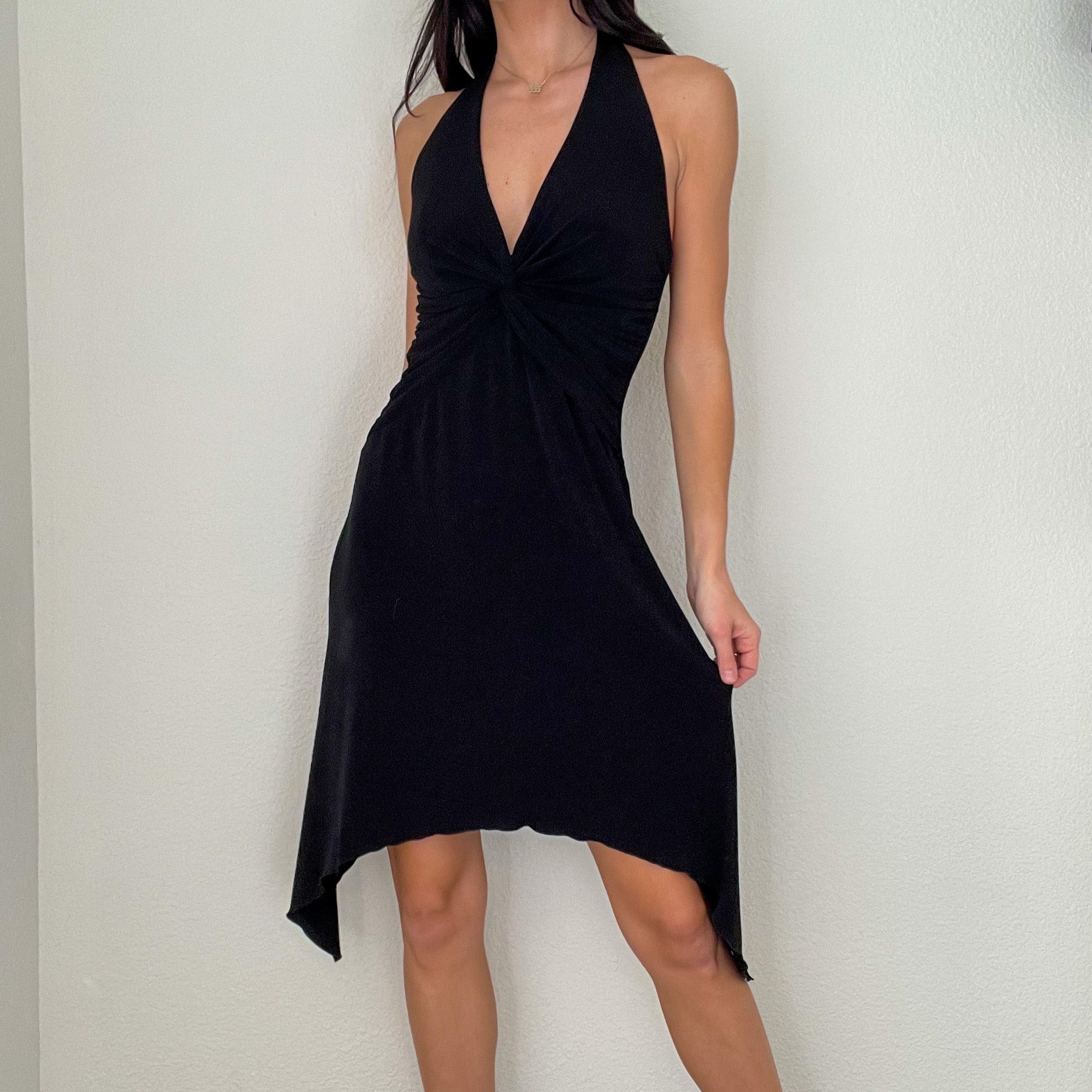 Black 2000s Halter Mini Dress