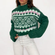 Free People Fair Isle Mock Neck Cropped Sweater