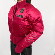 Insane Pink Satin Rocawear Bling Bling Puff Bomber Jacket