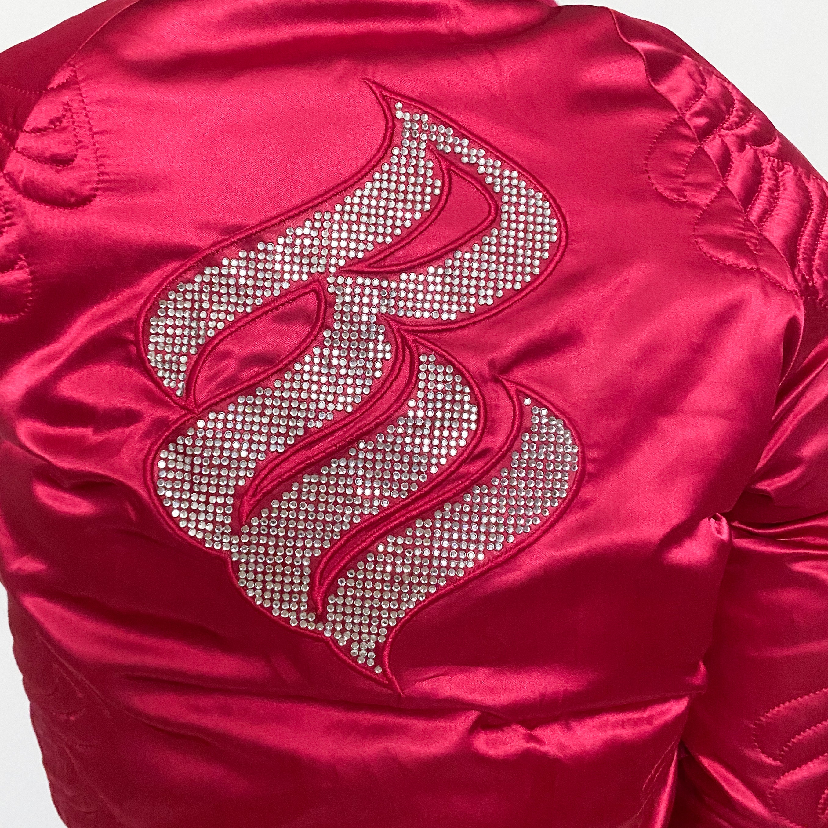 Insane Pink Satin Rocawear Bling Bling Puff Bomber Jacket