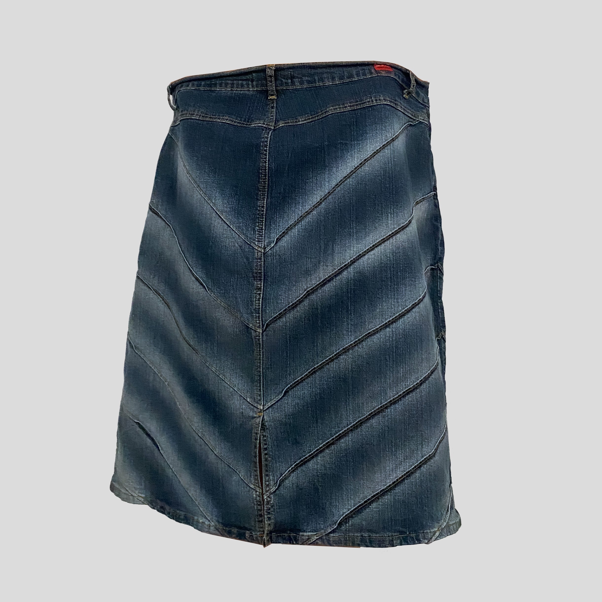 Y2K Plus Size Chevron Denim Midi Skirt