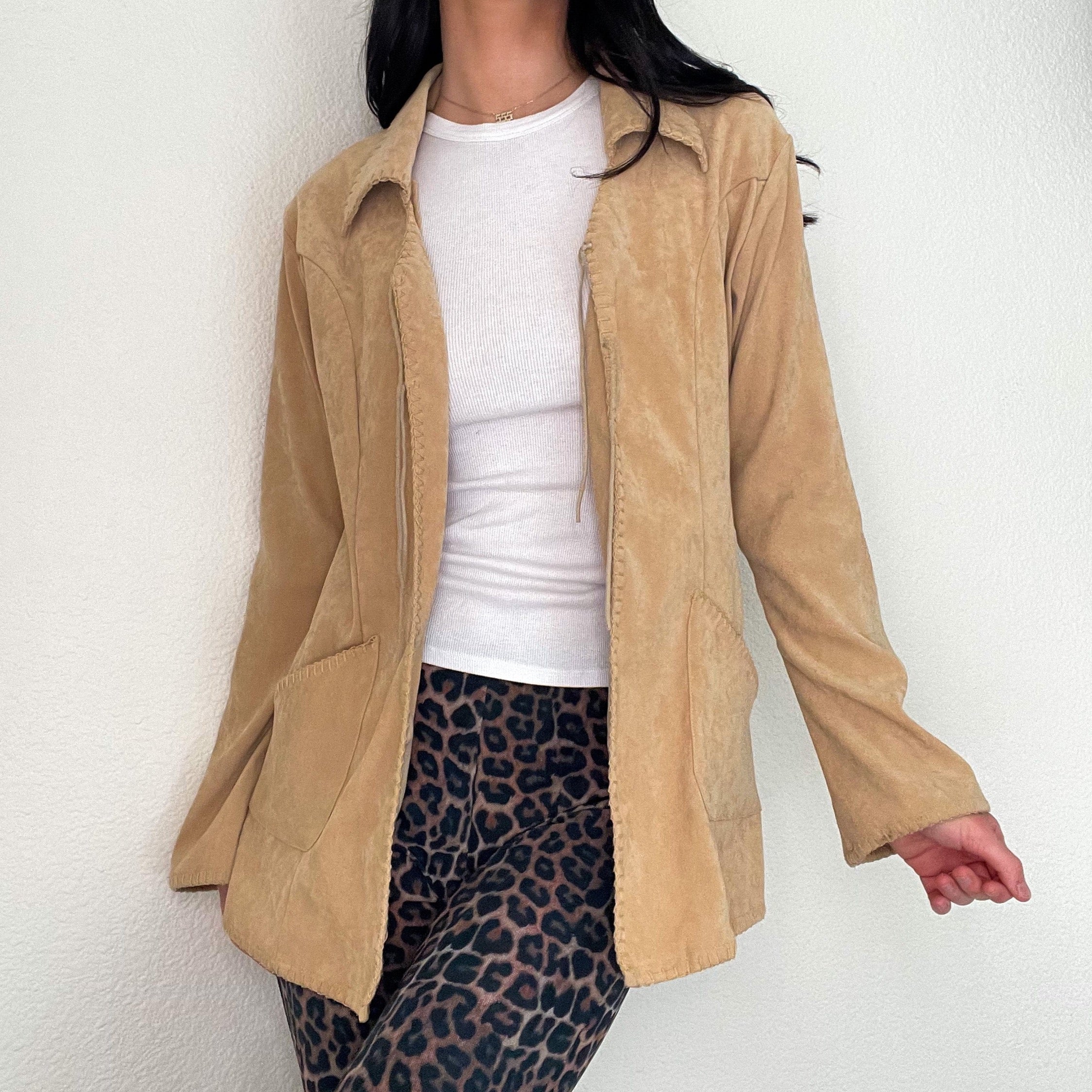 Tan Boho Suede Light Tie Jacket