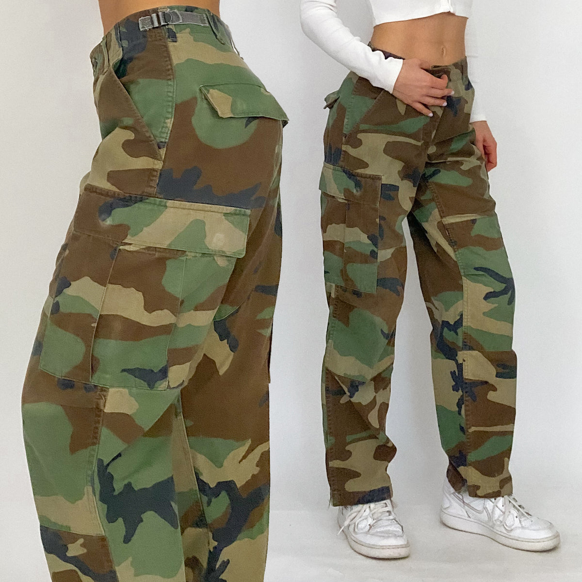 Y2k Camo Cargo Capris - Small — Holy Thrift