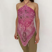 y2k scarf halter top - small