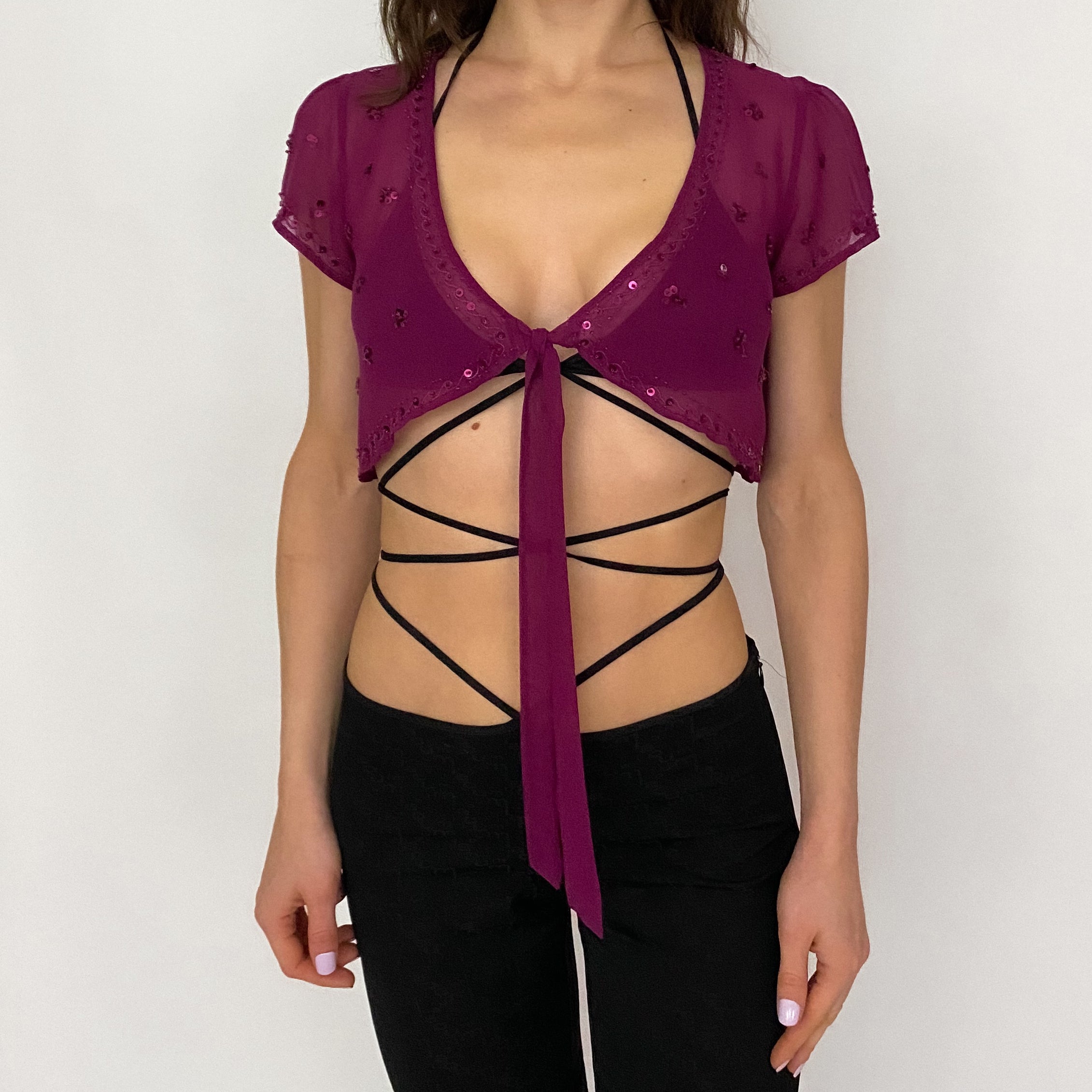 embellished silk bolero - small