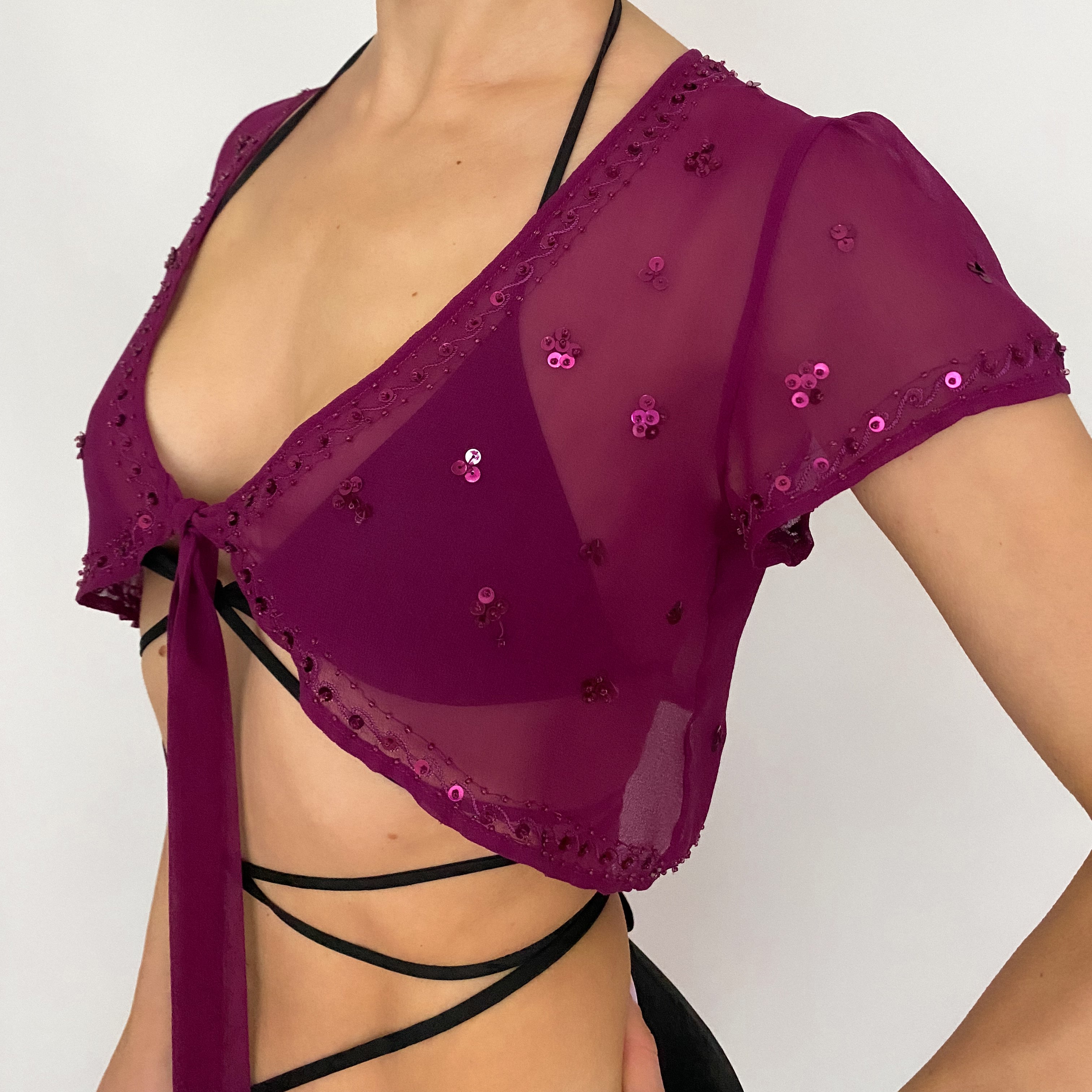 embellished silk bolero - small