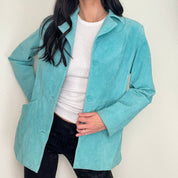 Turquoise Suede Leather Jacket